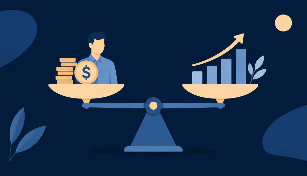 Balance scale weighing salary costs against revenue growth